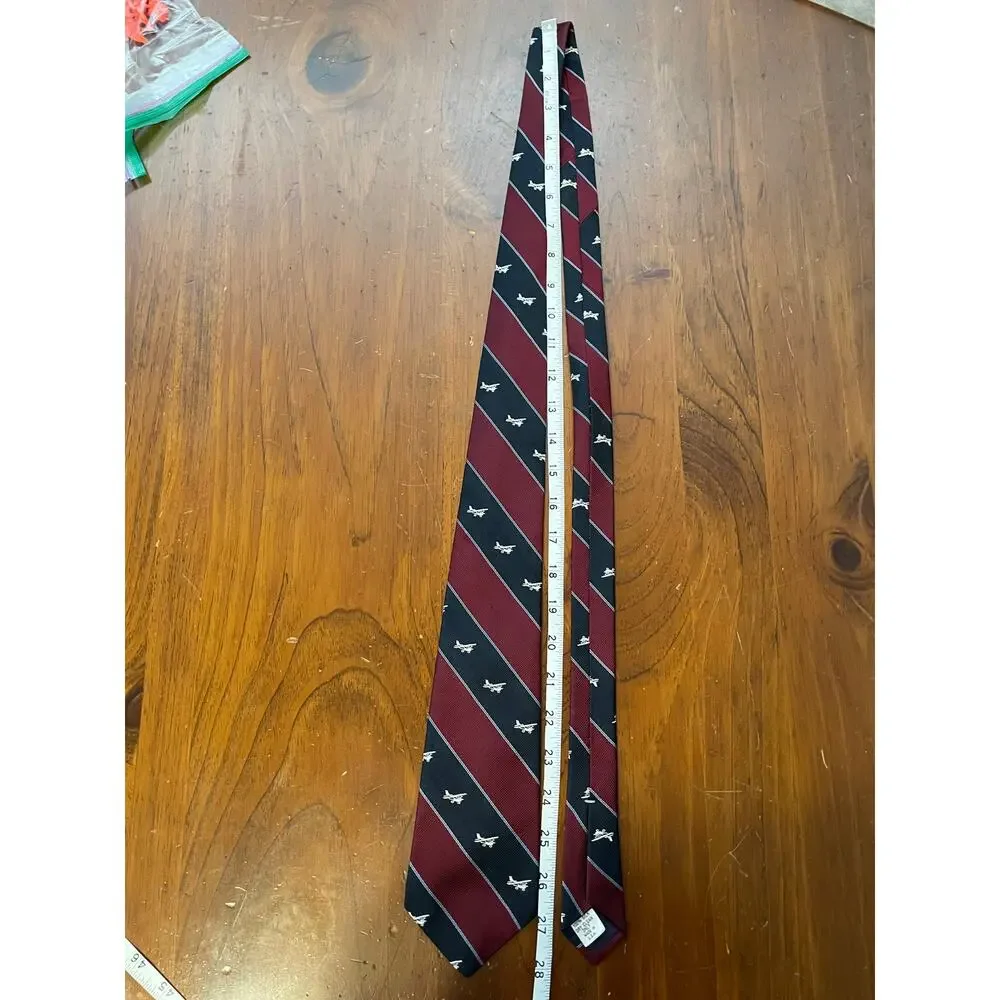 VTG Sporty's Pilot Shop Made in USA All Silk Mens Tie Airplane Aviation Red Blue